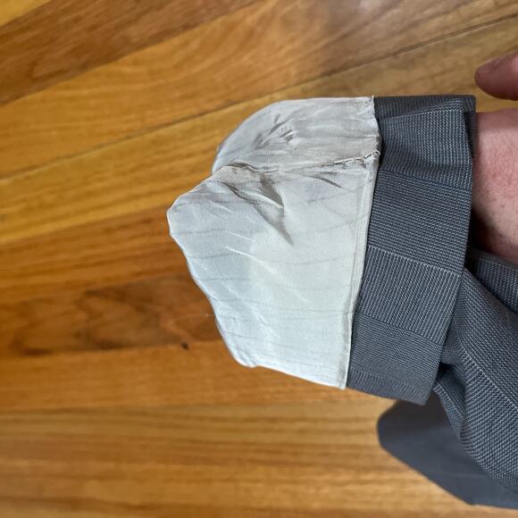 Vintage YSL Yves Saint Laurent Gray Striped 80s Two Button Blazer Made in France - Picture 14 of 14